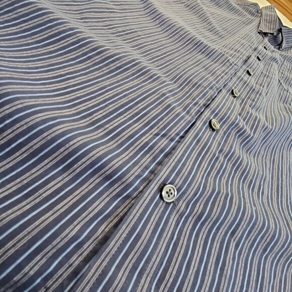 Eddie Bauer Long Sleeve Shirt Men's Tall TXL Blue Stripe Non-Wrinkle Relaxed Fit - Picture 3 of 14